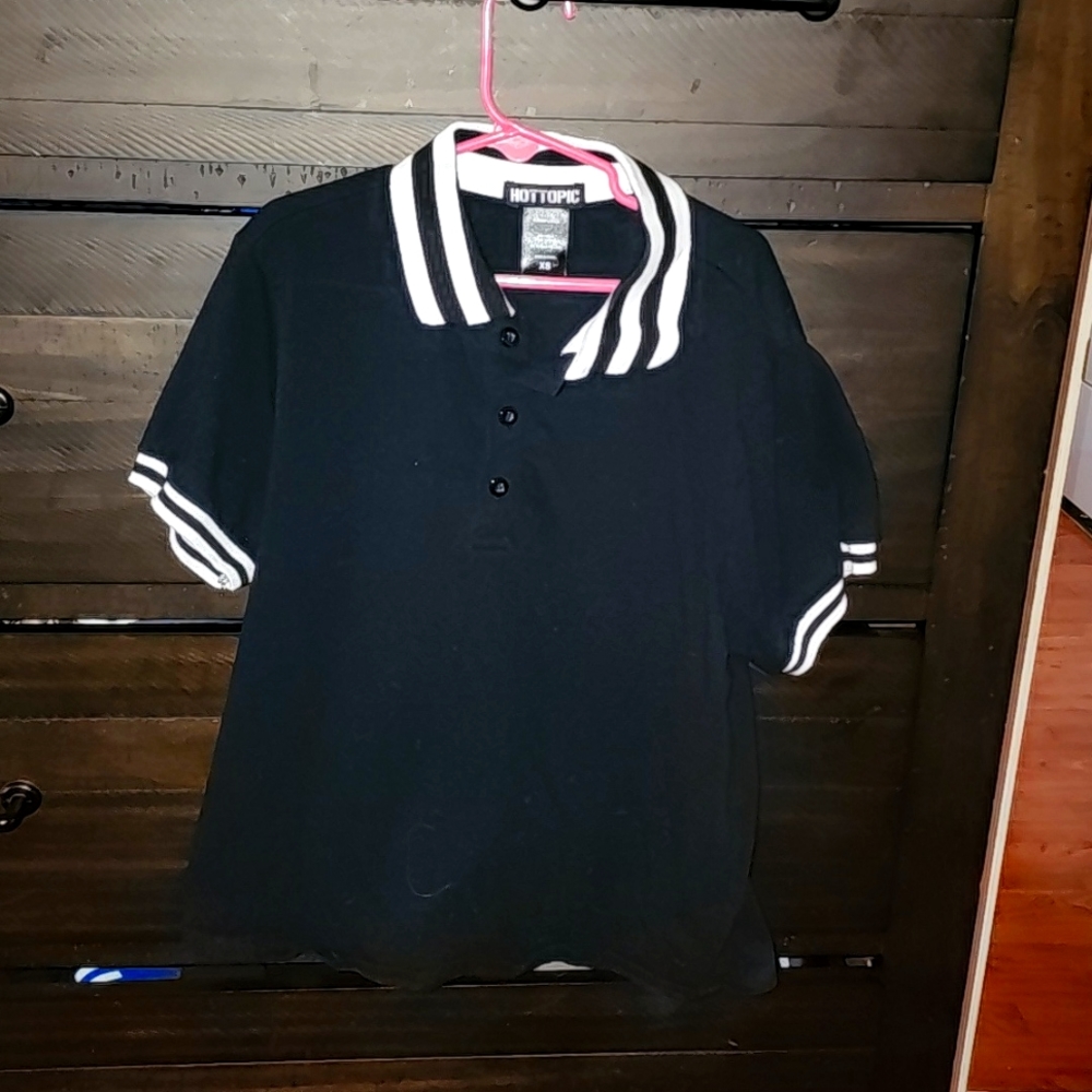 Cute black polo from Hot Topic, size extra small.
